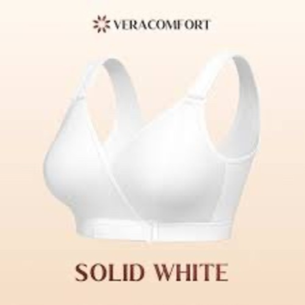 Veracomfort Wireless Bra Womens 2XL White New Cotton‎ Blend Comfort Crossover